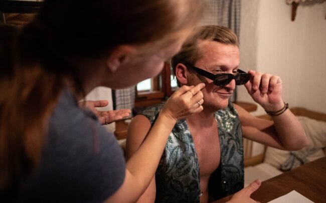 Actor Marcel Wolski getting his Make-Up done.