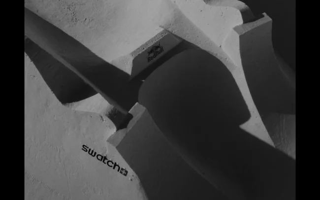 Aerial top shot in black and white showing the kickers in light and shadow.